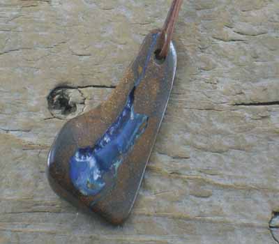 Boulder Opal Pendant on Leather Cord 2